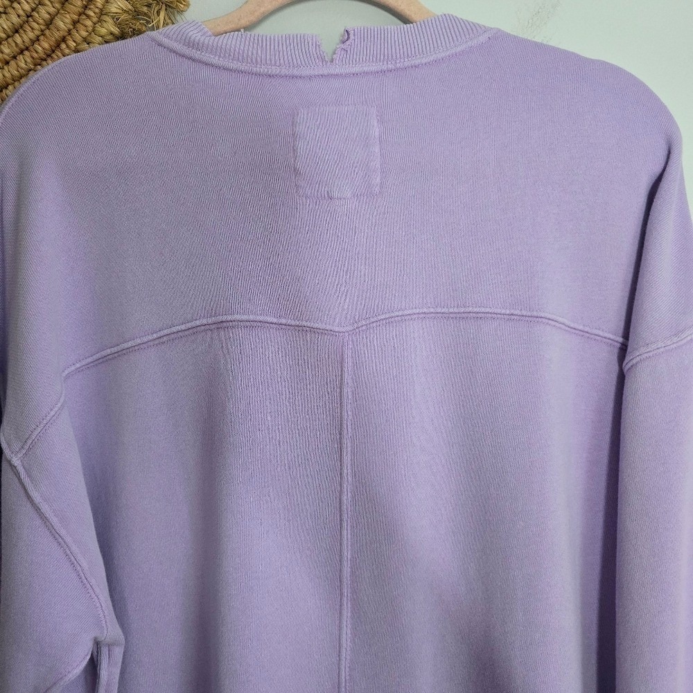 AERIE New Oversized Going off the Rails Purple Crewneck Sweatshirt SZ Small Cozy - Picture 7 of 11